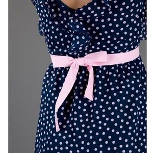 Red Valentino navy pink polka dot ruffle dress